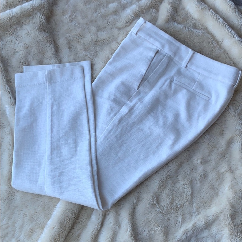 White textured Ann Taylor straight-leg trouser